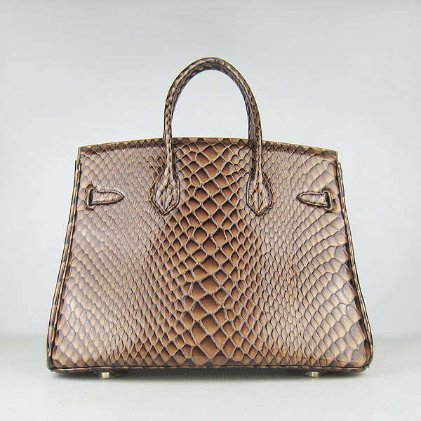 High Quality Fake Hermes Birkin 35CM Fish Veins Leather Bag Coffee 6089